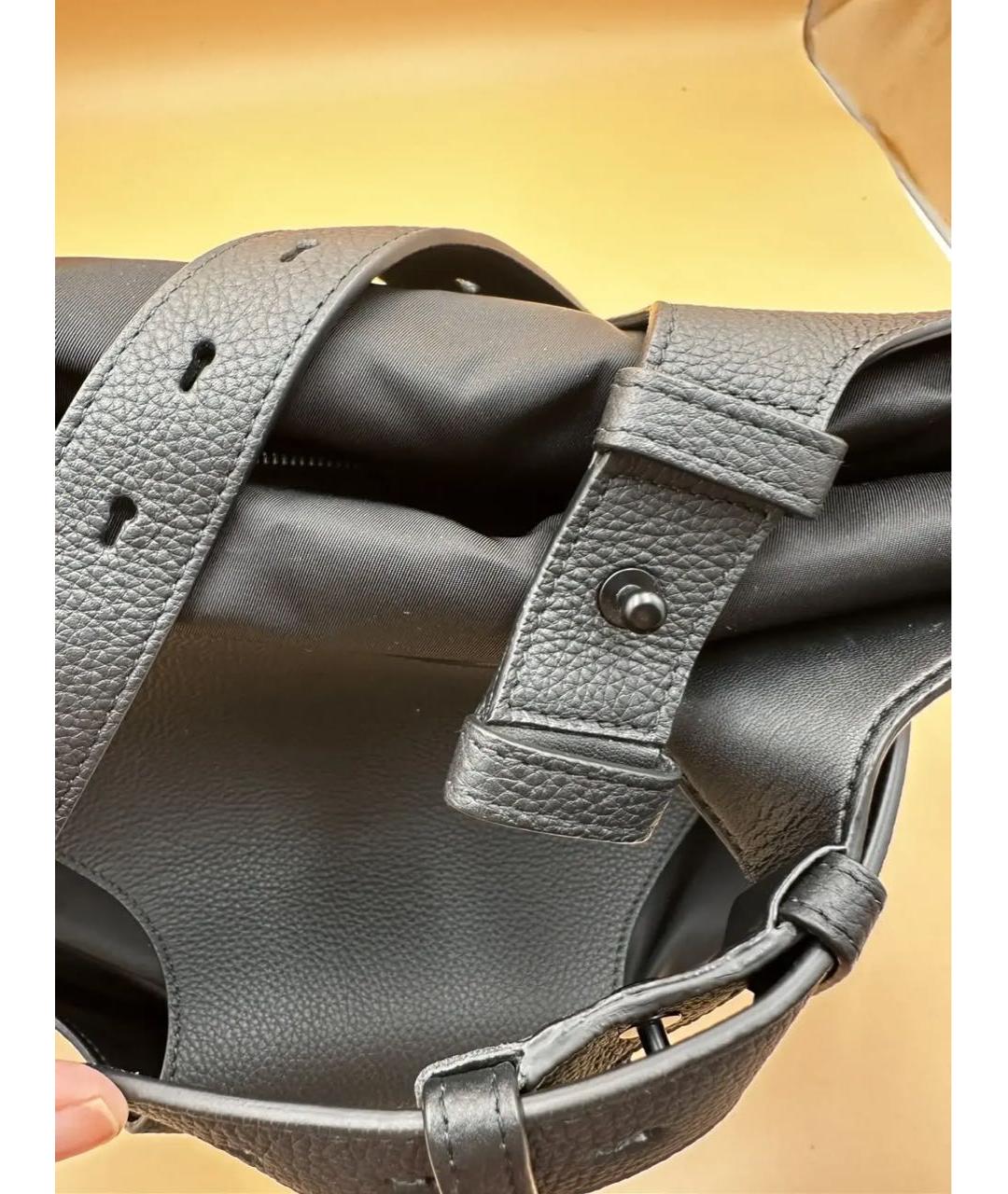 FERRAGAMO Черная кожаная сумка тоут, фото 8