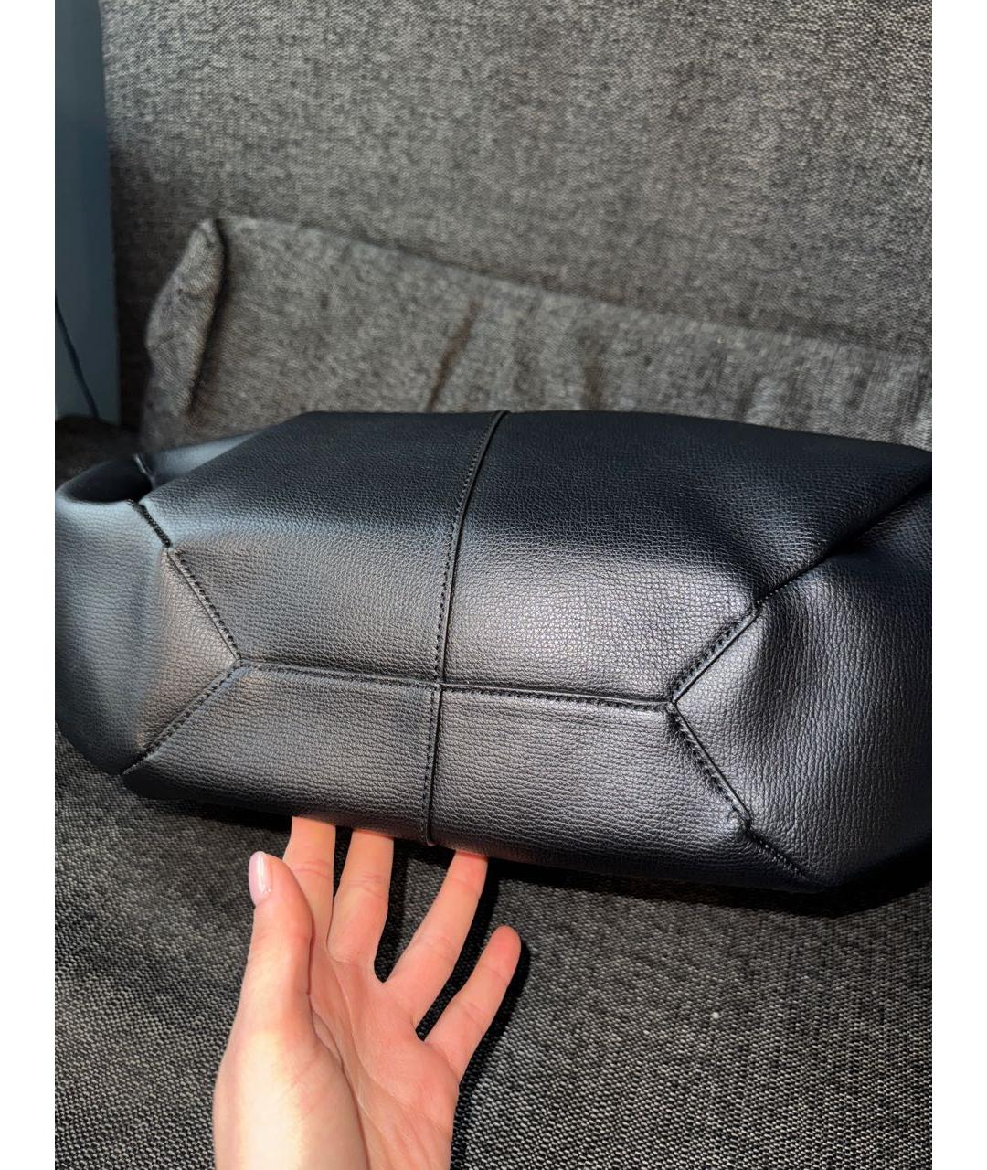 POLENE Черная кожаная сумка тоут, фото 3