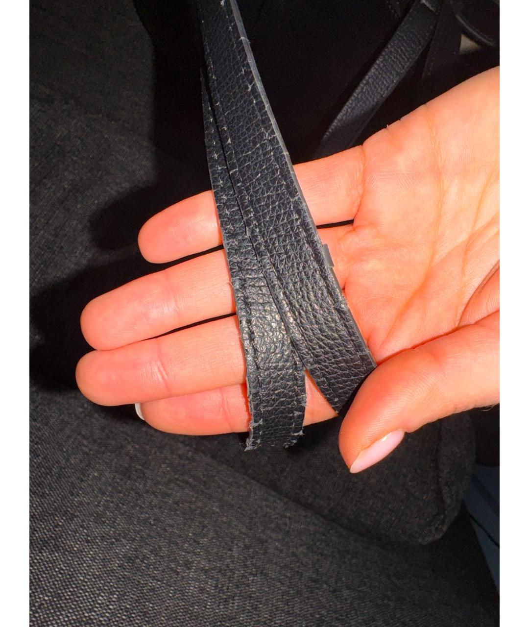 POLENE Черная кожаная сумка тоут, фото 5