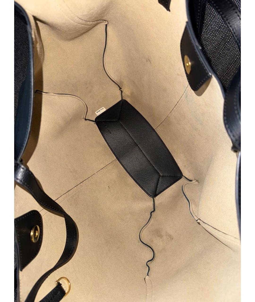 POLENE Черная кожаная сумка тоут, фото 7