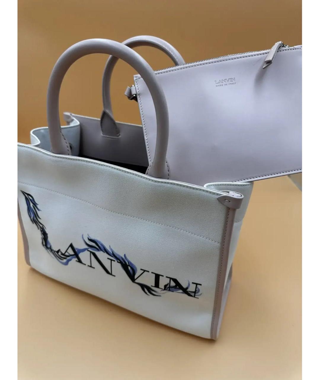 LANVIN Белая тканевая сумка тоут, фото 5