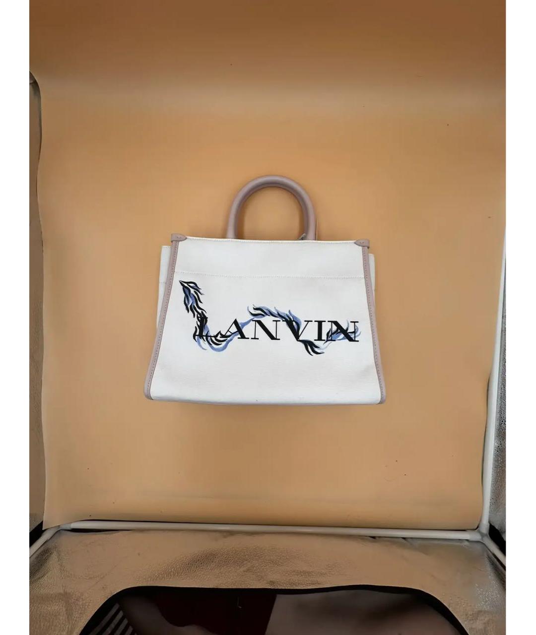 LANVIN Белая тканевая сумка тоут, фото 9