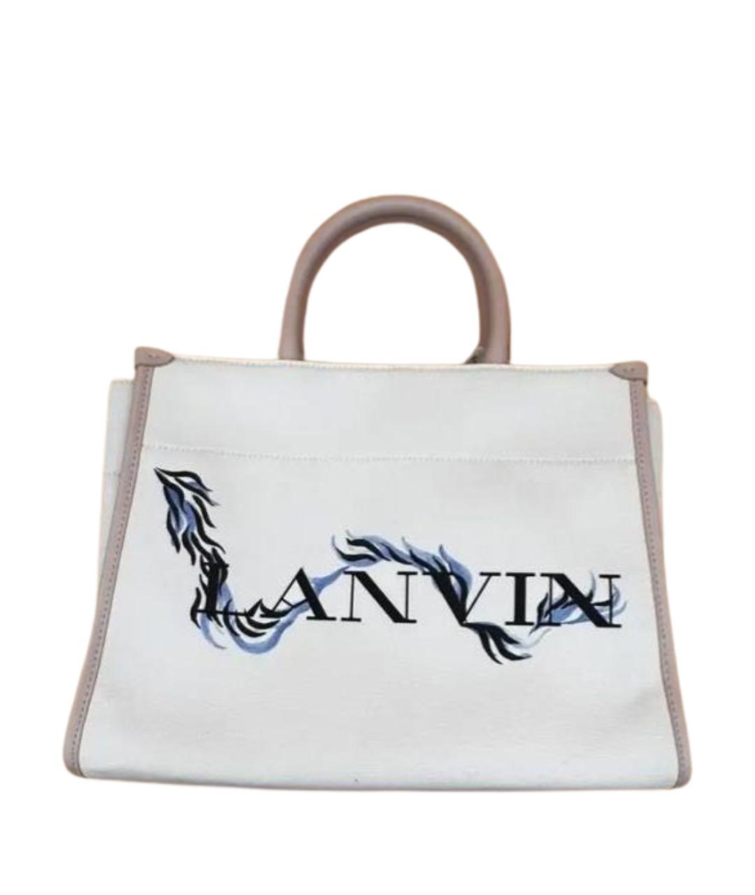 LANVIN Белая тканевая сумка тоут, фото 1