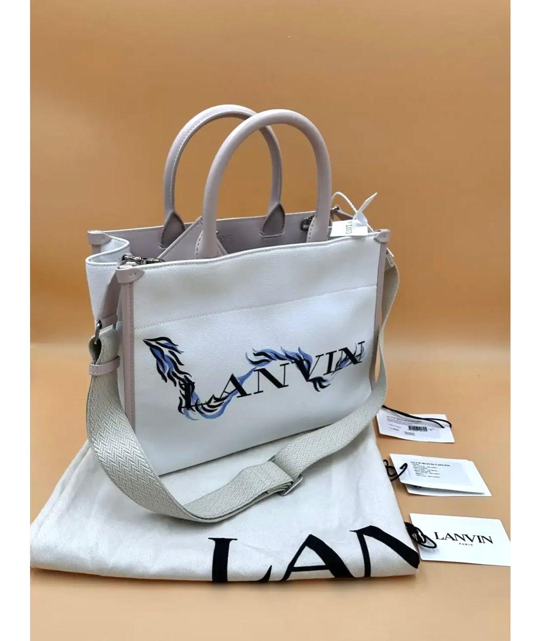 LANVIN Белая тканевая сумка тоут, фото 3