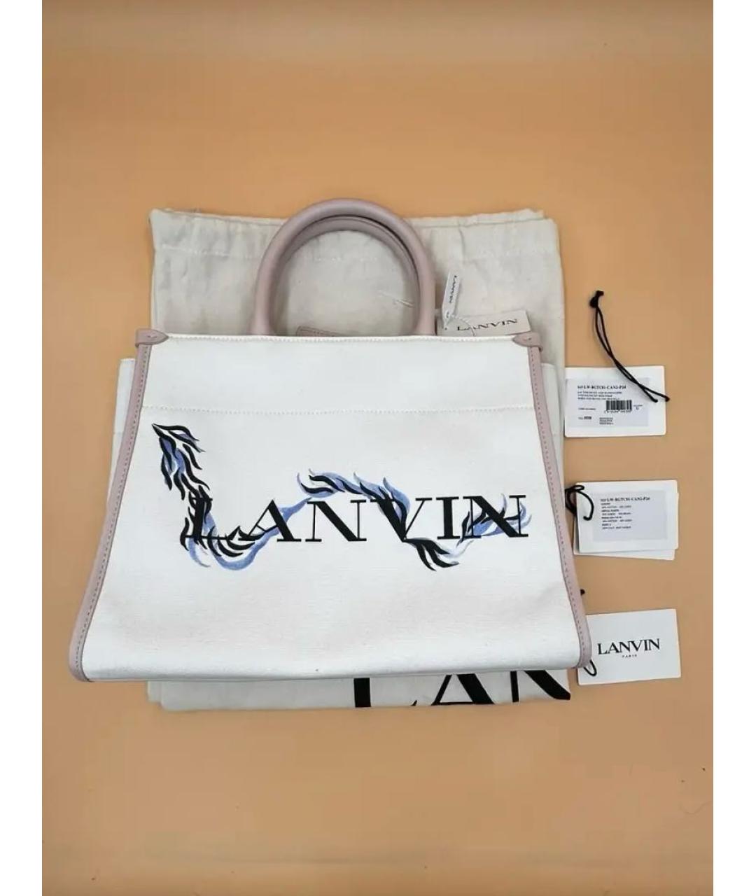 LANVIN Белая тканевая сумка тоут, фото 2