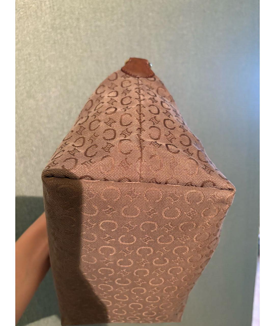 CELINE Коричневая тканевая сумка с короткими ручками, фото 8