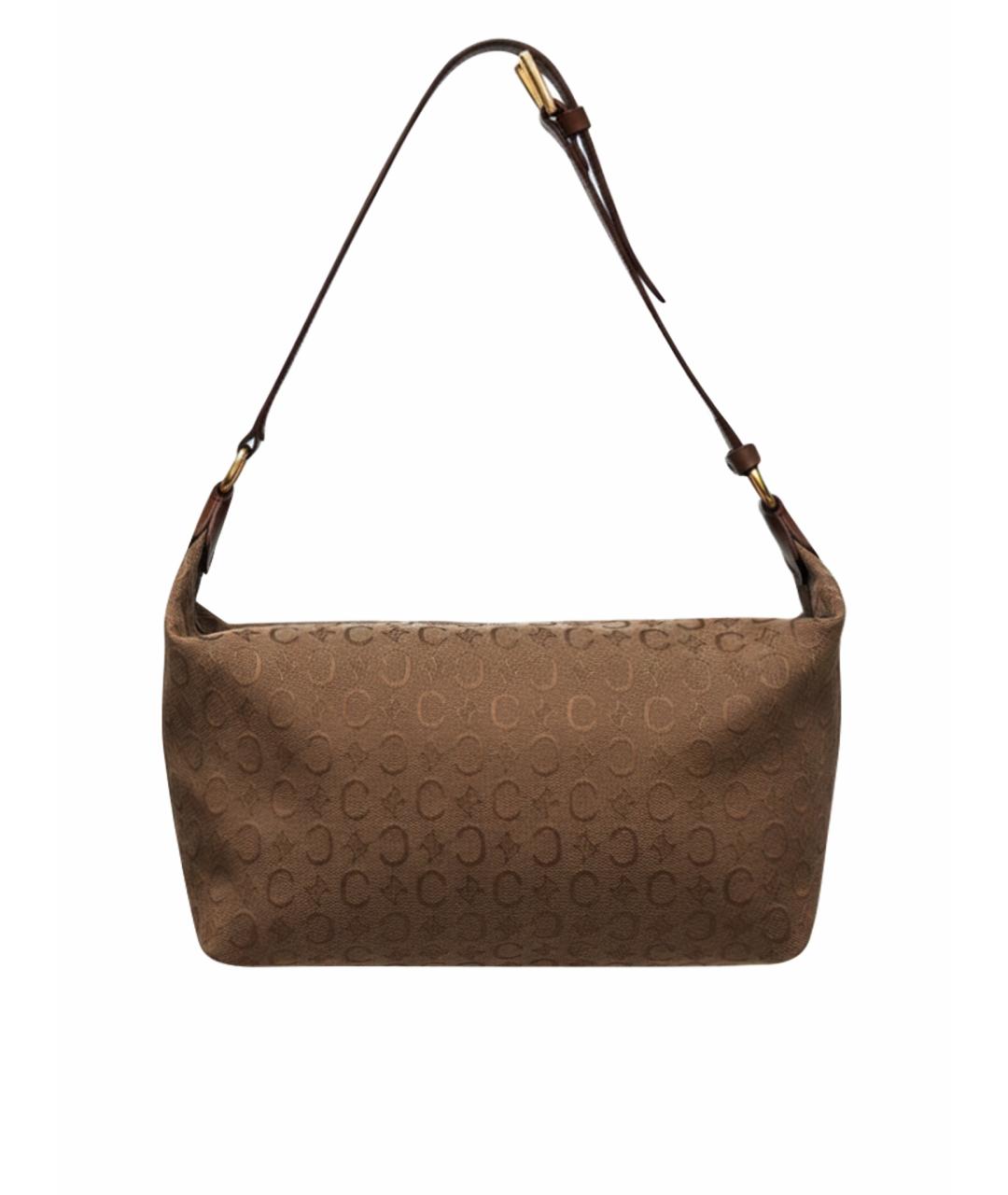 CELINE Коричневая тканевая сумка с короткими ручками, фото 11