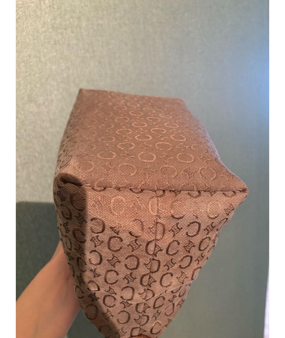 CELINE Коричневая тканевая сумка с короткими ручками, фото 7