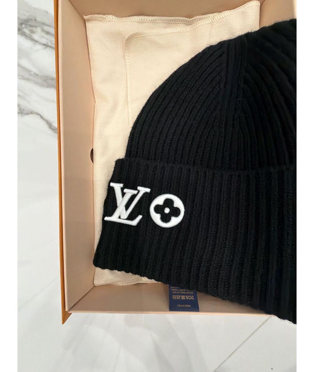 LOUIS VUITTON Черная шерстяная шапка, фото 3