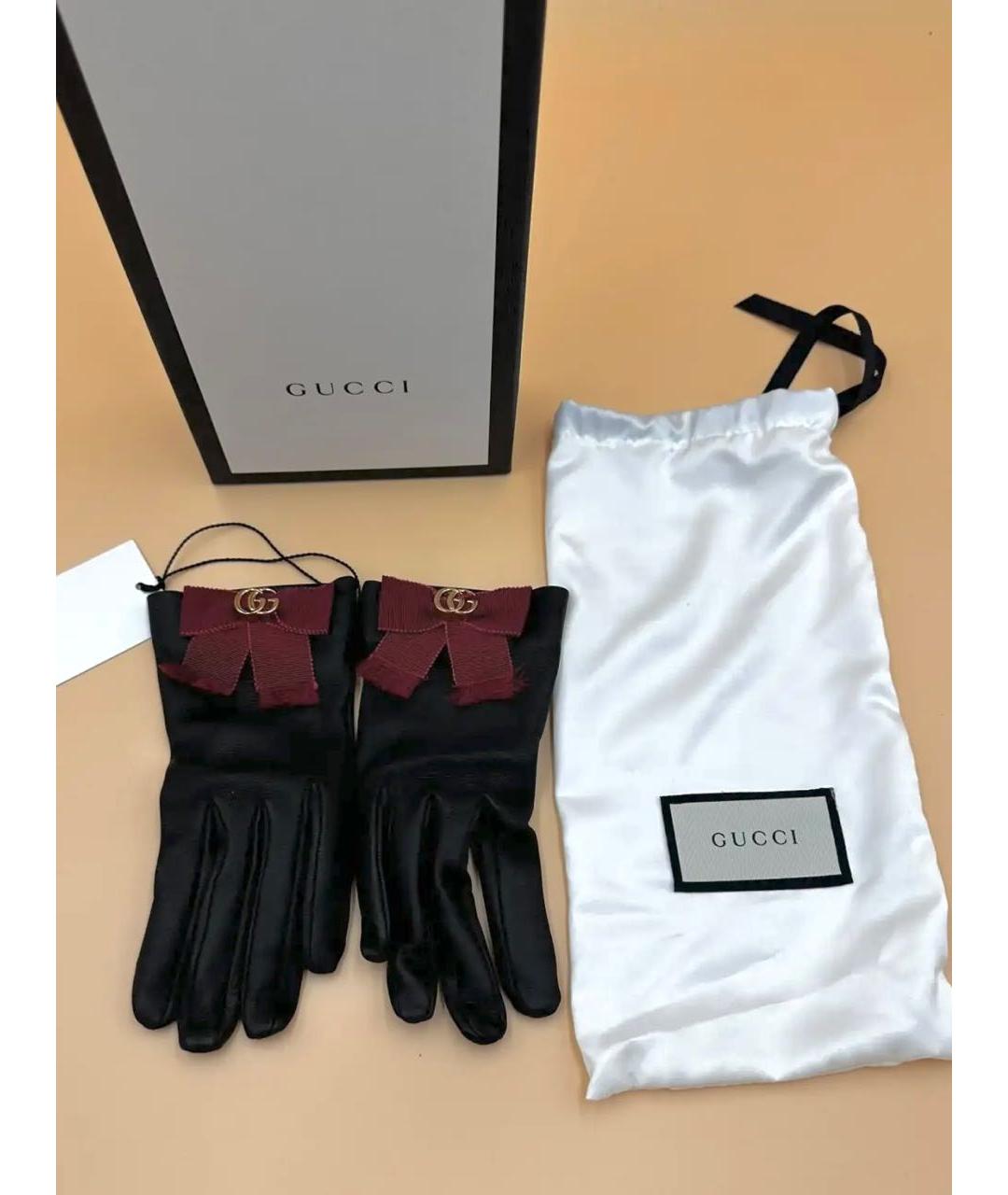 GUCCI Черные кожаные перчатки, фото 6