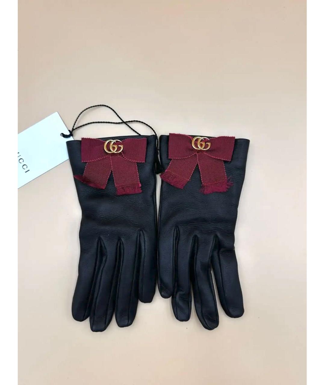 GUCCI Черные кожаные перчатки, фото 9
