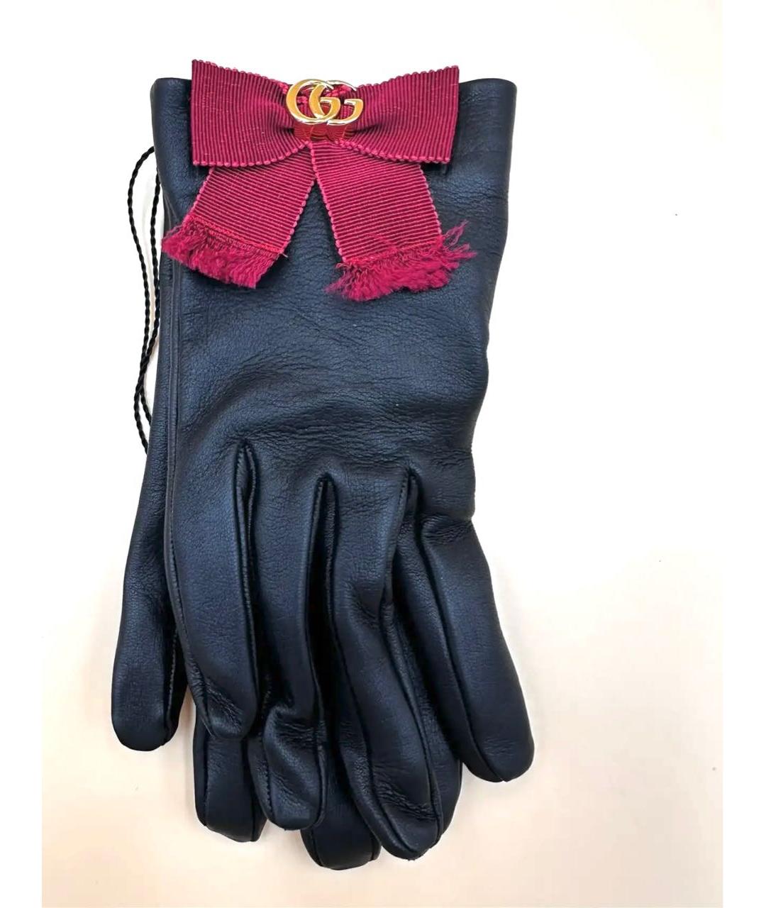 GUCCI Черные кожаные перчатки, фото 3