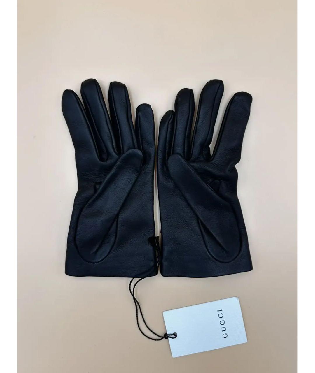 GUCCI Черные кожаные перчатки, фото 2