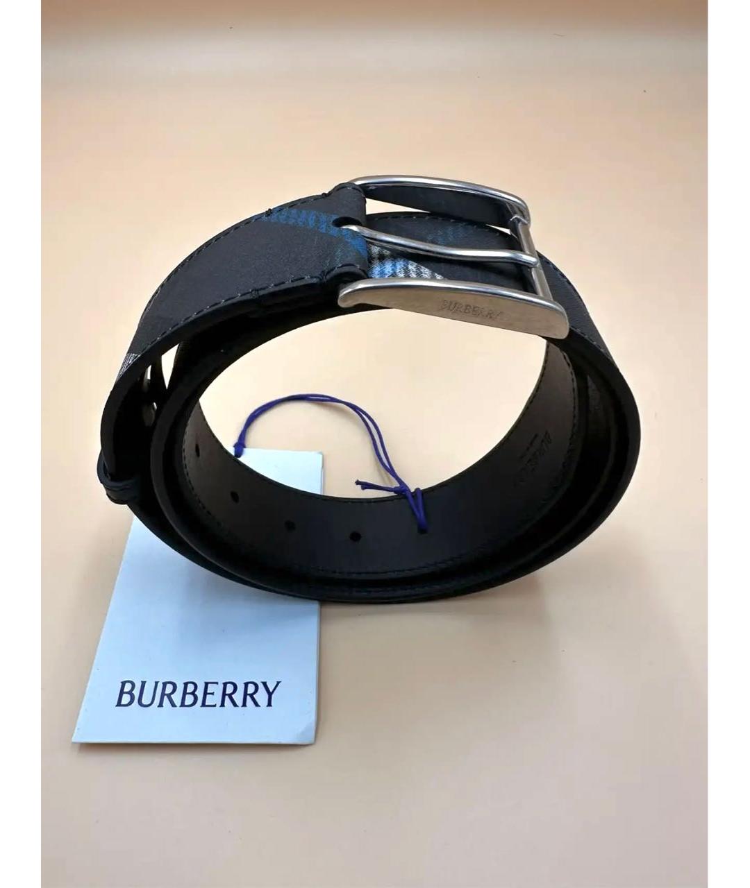 BURBERRY Антрацитовый кожаный ремень, фото 7