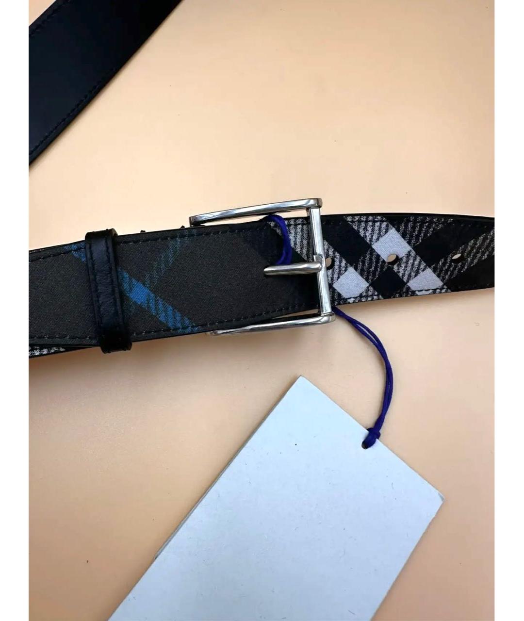 BURBERRY Антрацитовый кожаный ремень, фото 3