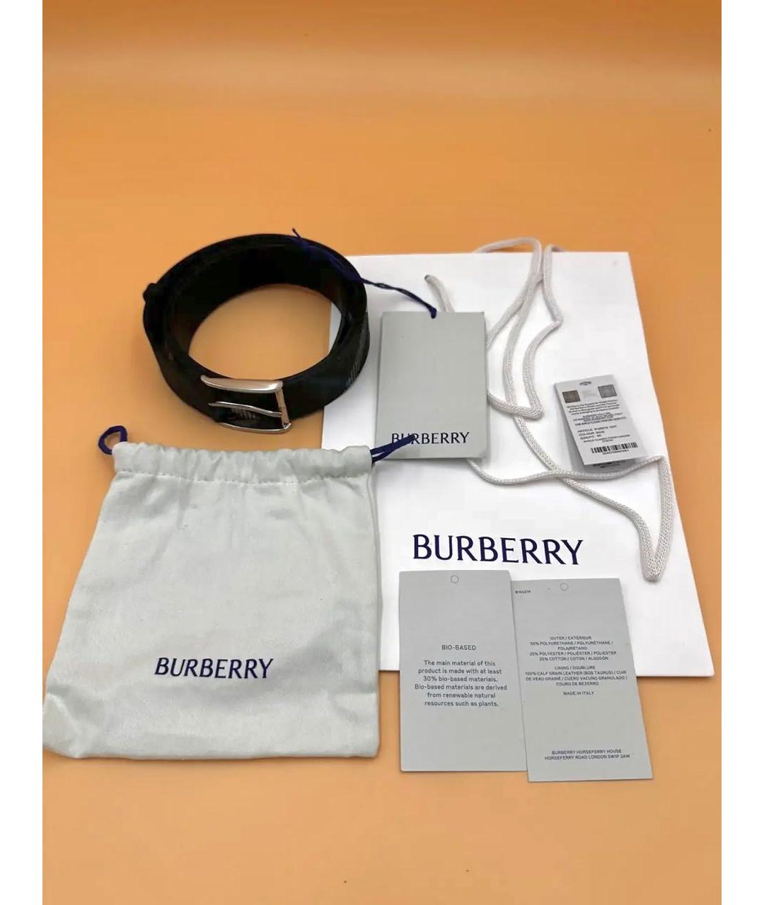 BURBERRY Антрацитовый кожаный ремень, фото 2