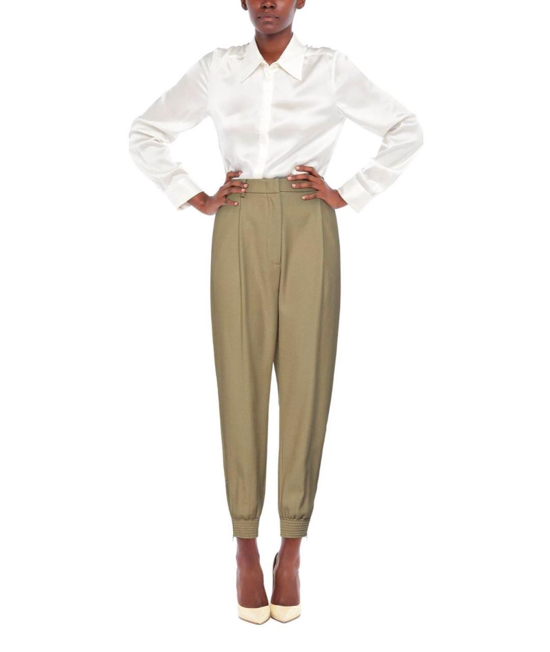 ERIKA CAVALLINI Хаки шерстяные брюки широкие, фото 2
