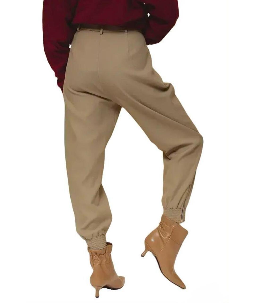 ERIKA CAVALLINI Хаки шерстяные брюки широкие, фото 5