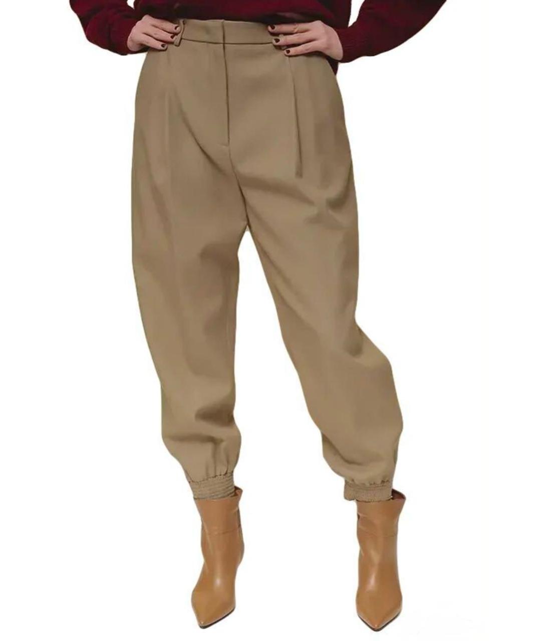 ERIKA CAVALLINI Хаки шерстяные брюки широкие, фото 4