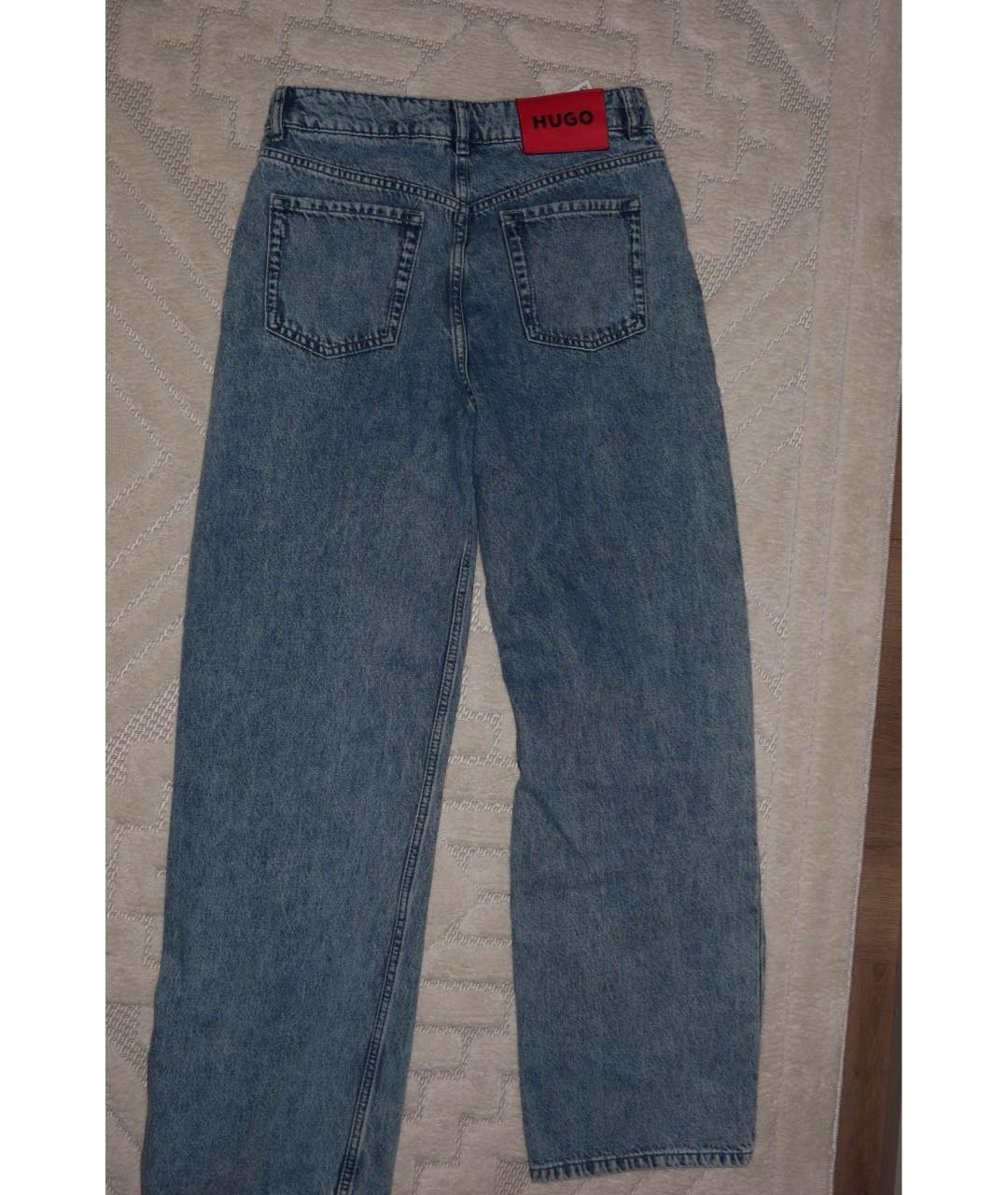HUGO Синие хлопковые прямые джинсы, фото 2