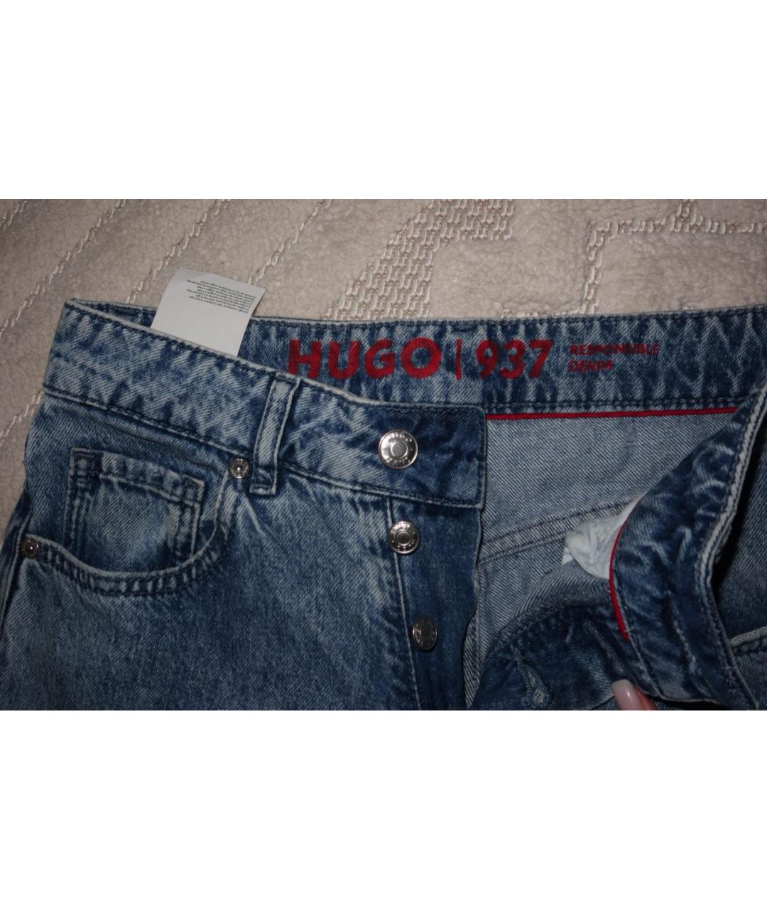 HUGO Синие хлопковые прямые джинсы, фото 3