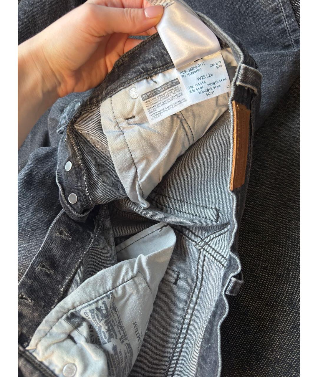 LEVI'S Серые хлопковые прямые джинсы, фото 3