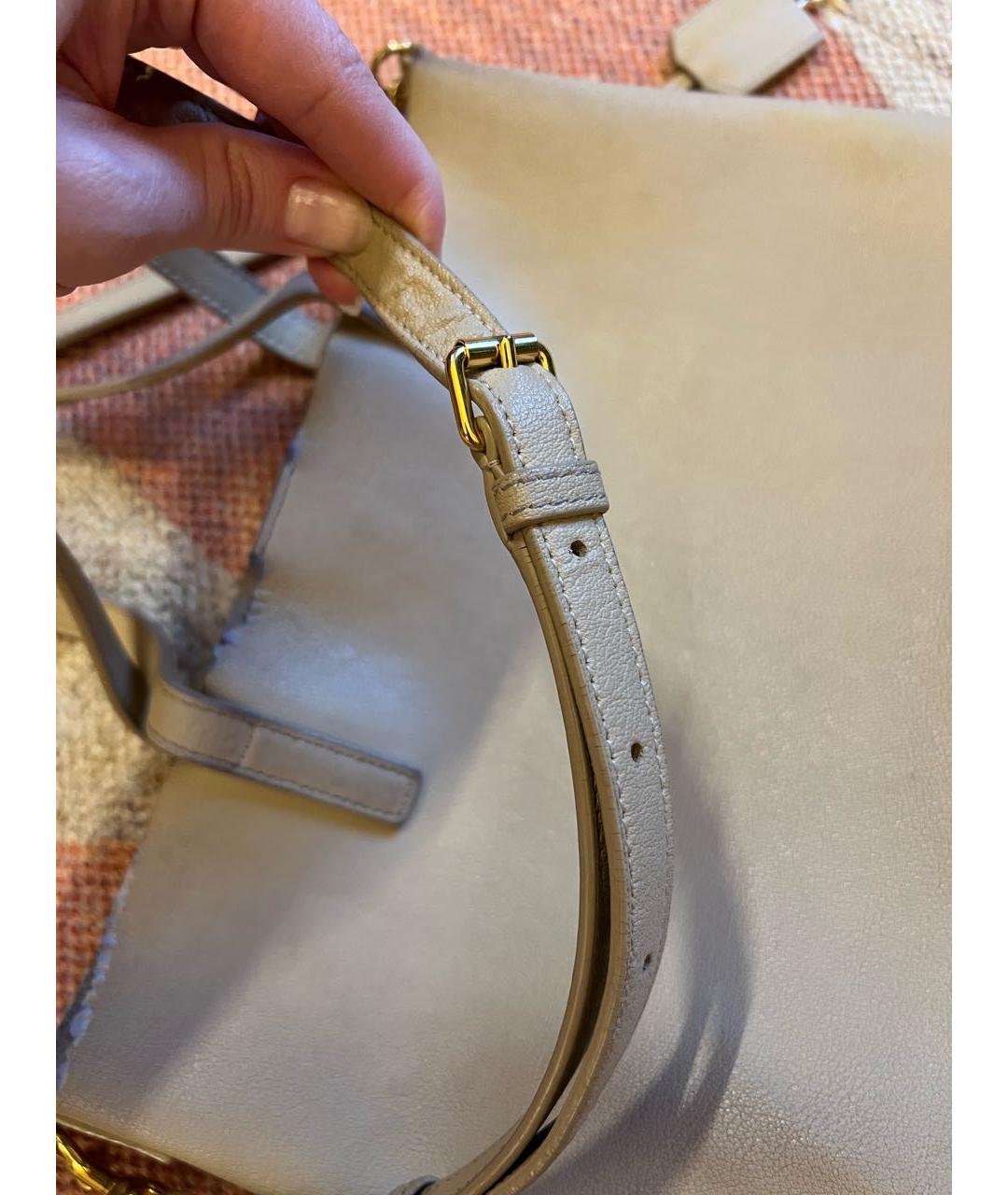 SAINT LAURENT Бежевая кожаная сумка тоут, фото 7