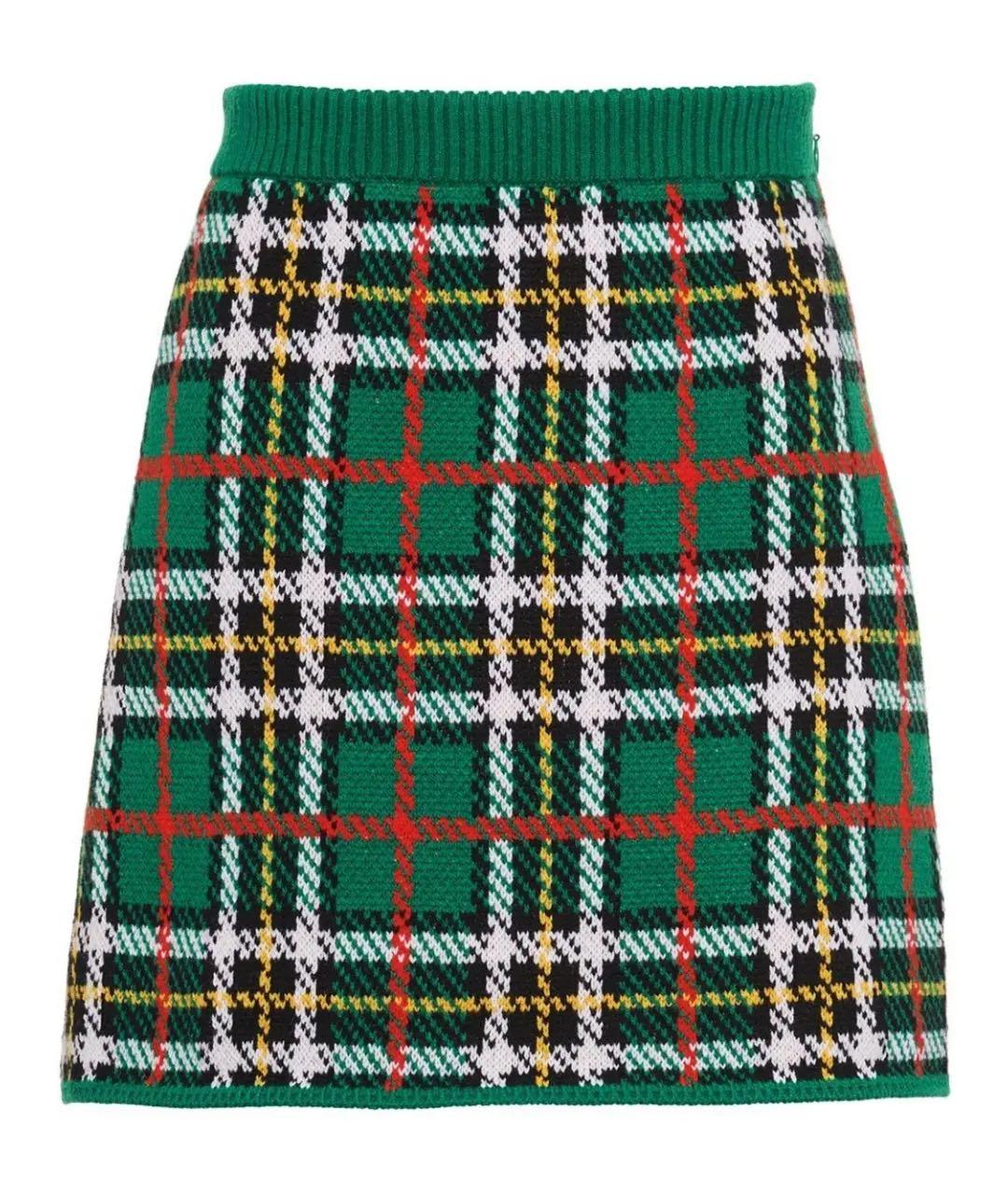 MIU MIU Зеленая шерстяная юбка мини, фото 1