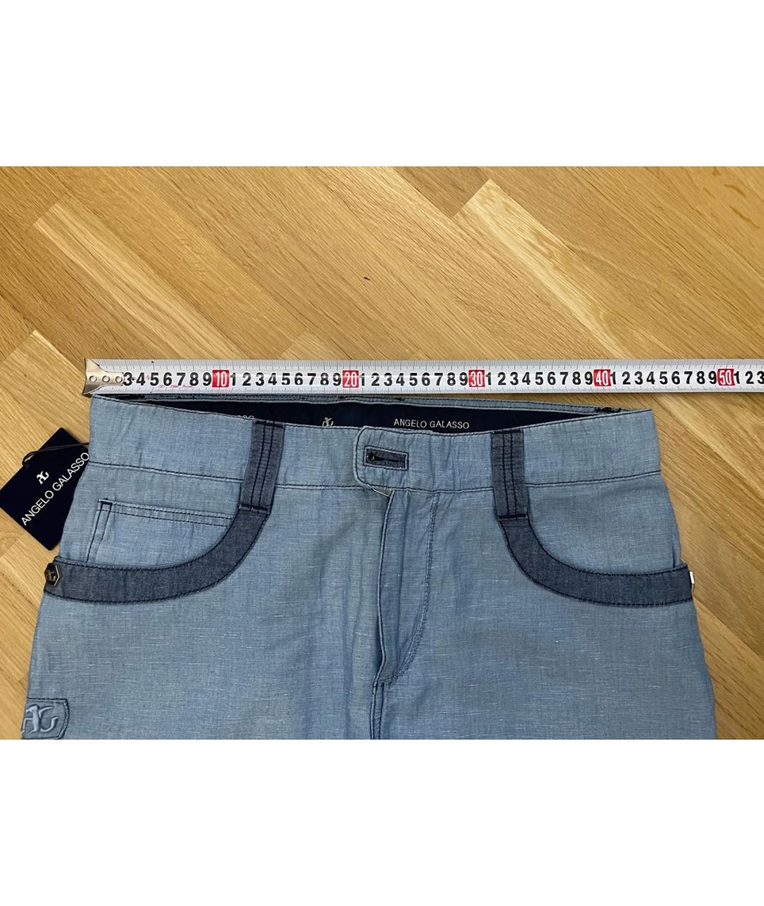 ANGELO GALASSO Синие хлопковые повседневные брюки, фото 6