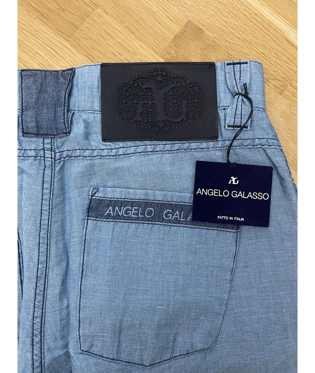 ANGELO GALASSO Синие хлопковые повседневные брюки, фото 8