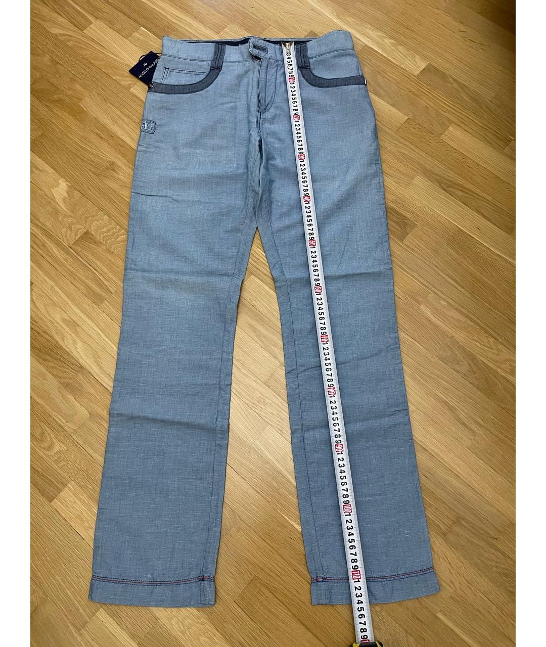 ANGELO GALASSO Синие хлопковые повседневные брюки, фото 5