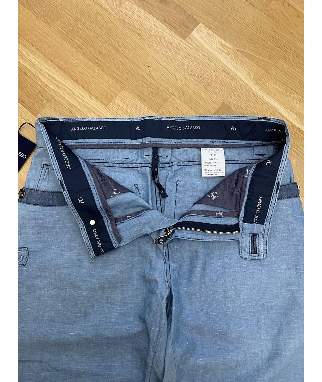 ANGELO GALASSO Синие хлопковые повседневные брюки, фото 4