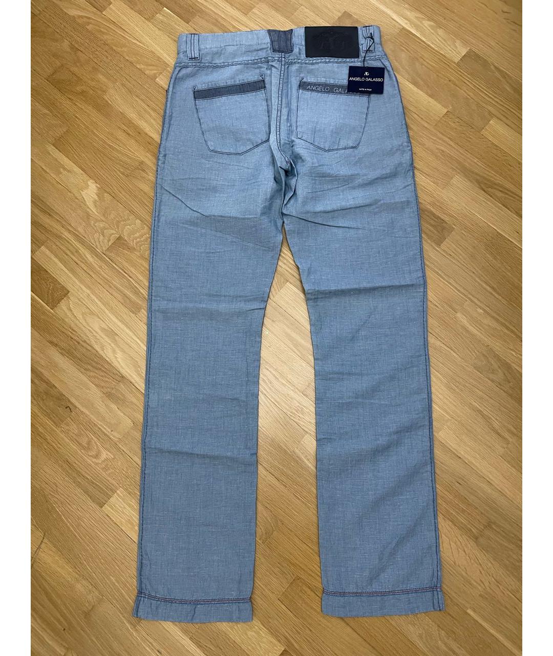 ANGELO GALASSO Синие хлопковые повседневные брюки, фото 7