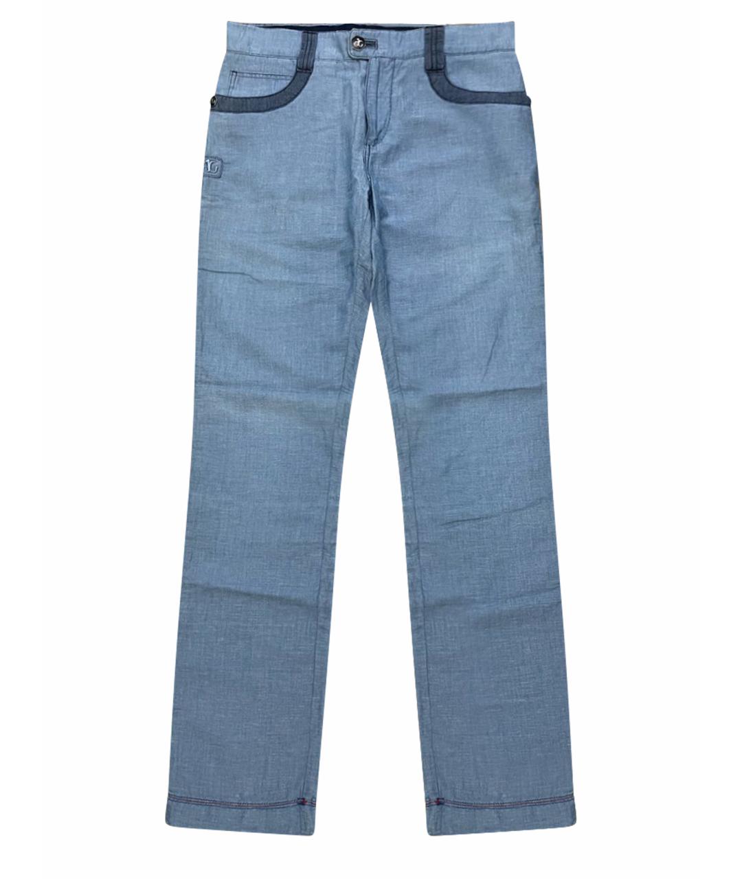 ANGELO GALASSO Синие хлопковые повседневные брюки, фото 1