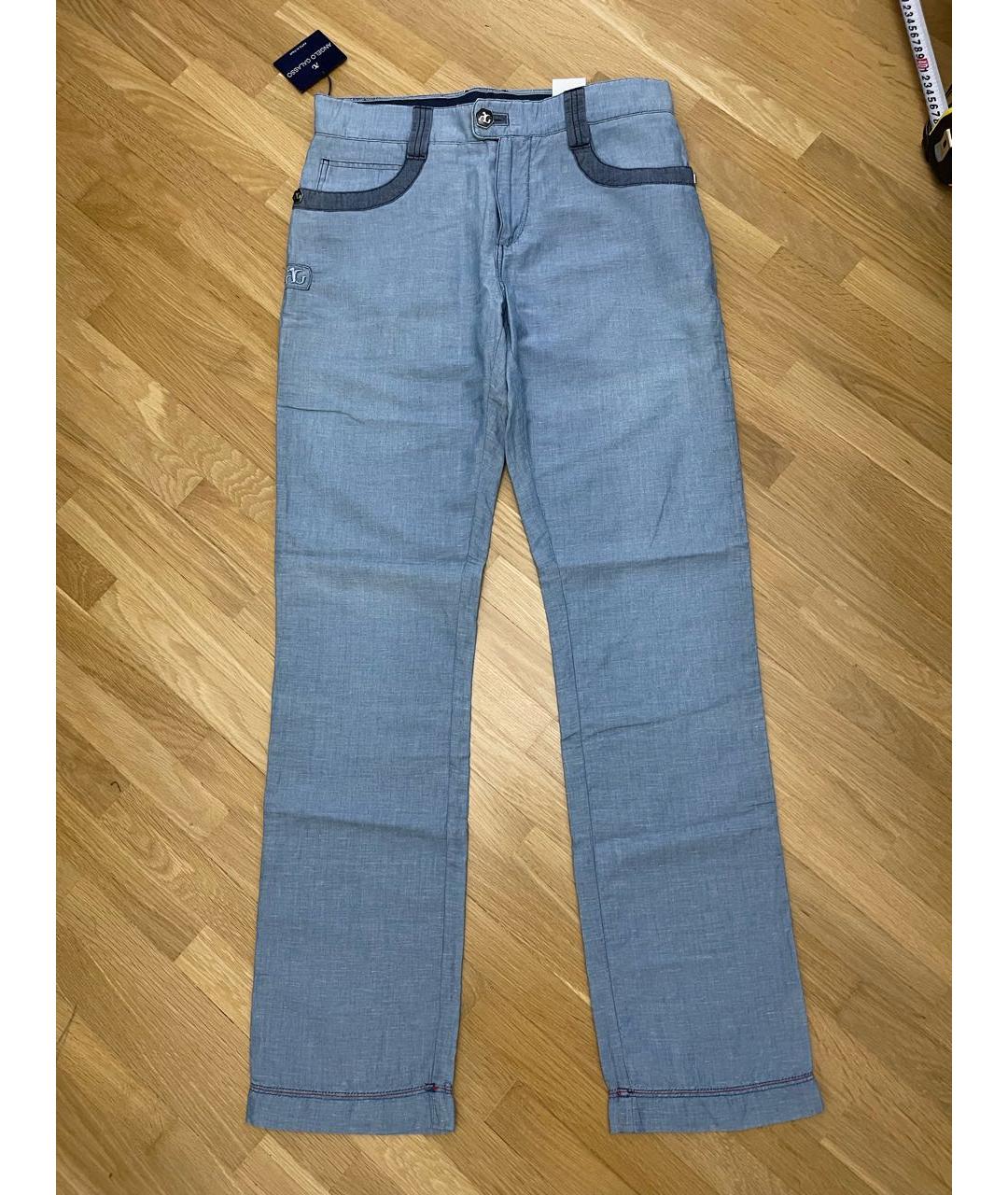 ANGELO GALASSO Синие хлопковые повседневные брюки, фото 9