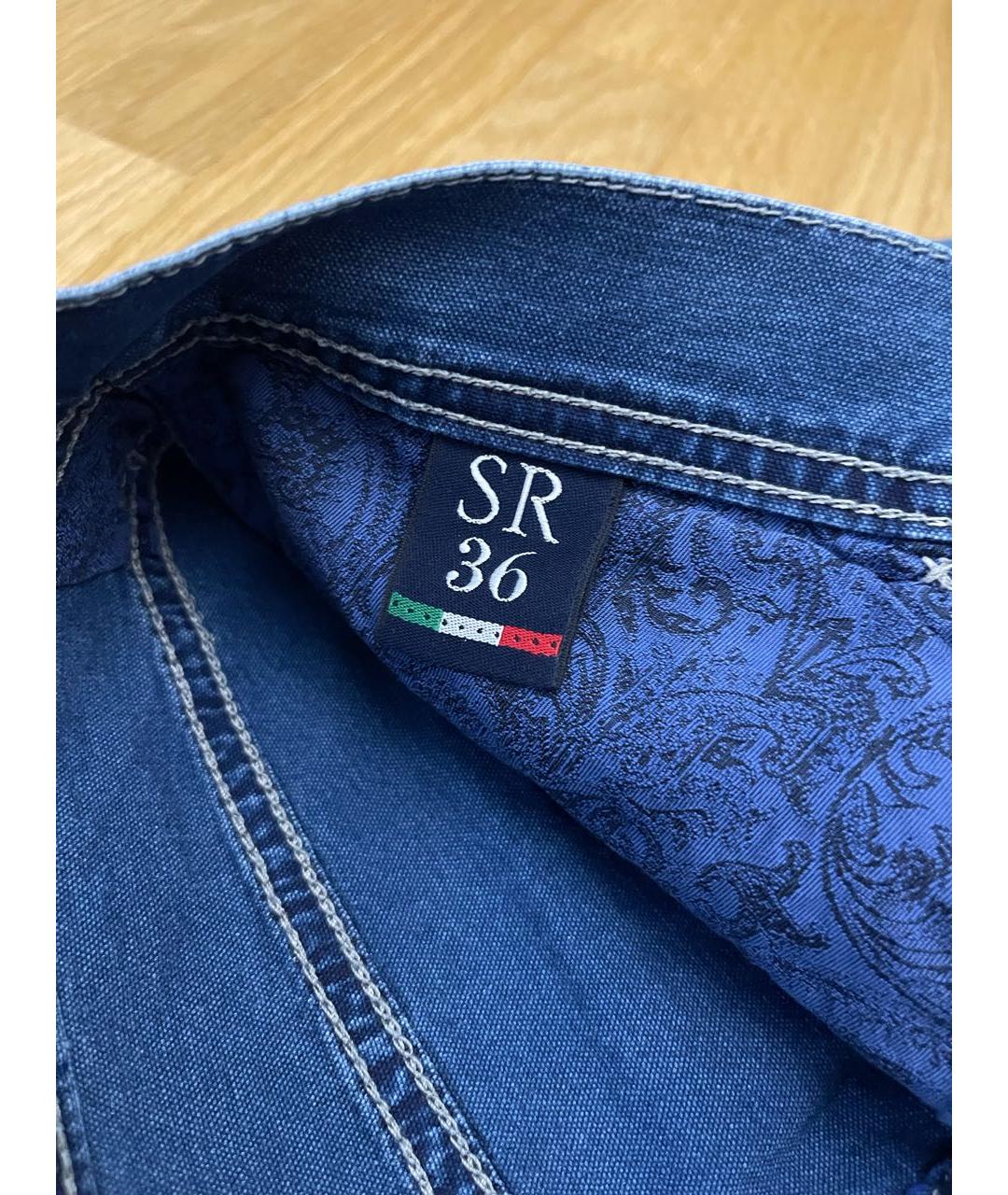 STEFANO RICCI Синие хлопко-эластановые прямые джинсы, фото 5