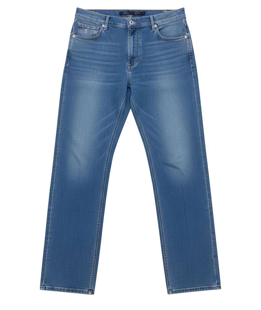 STEFANO RICCI Синие хлопко-эластановые прямые джинсы, фото 1