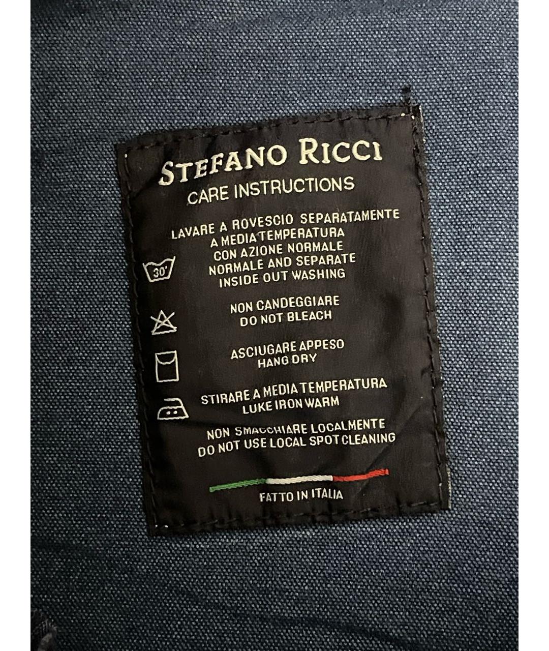 STEFANO RICCI Синие хлопко-эластановые прямые джинсы, фото 4