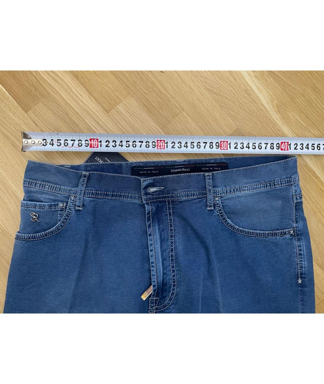 STEFANO RICCI Синие хлопко-эластановые прямые джинсы, фото 7