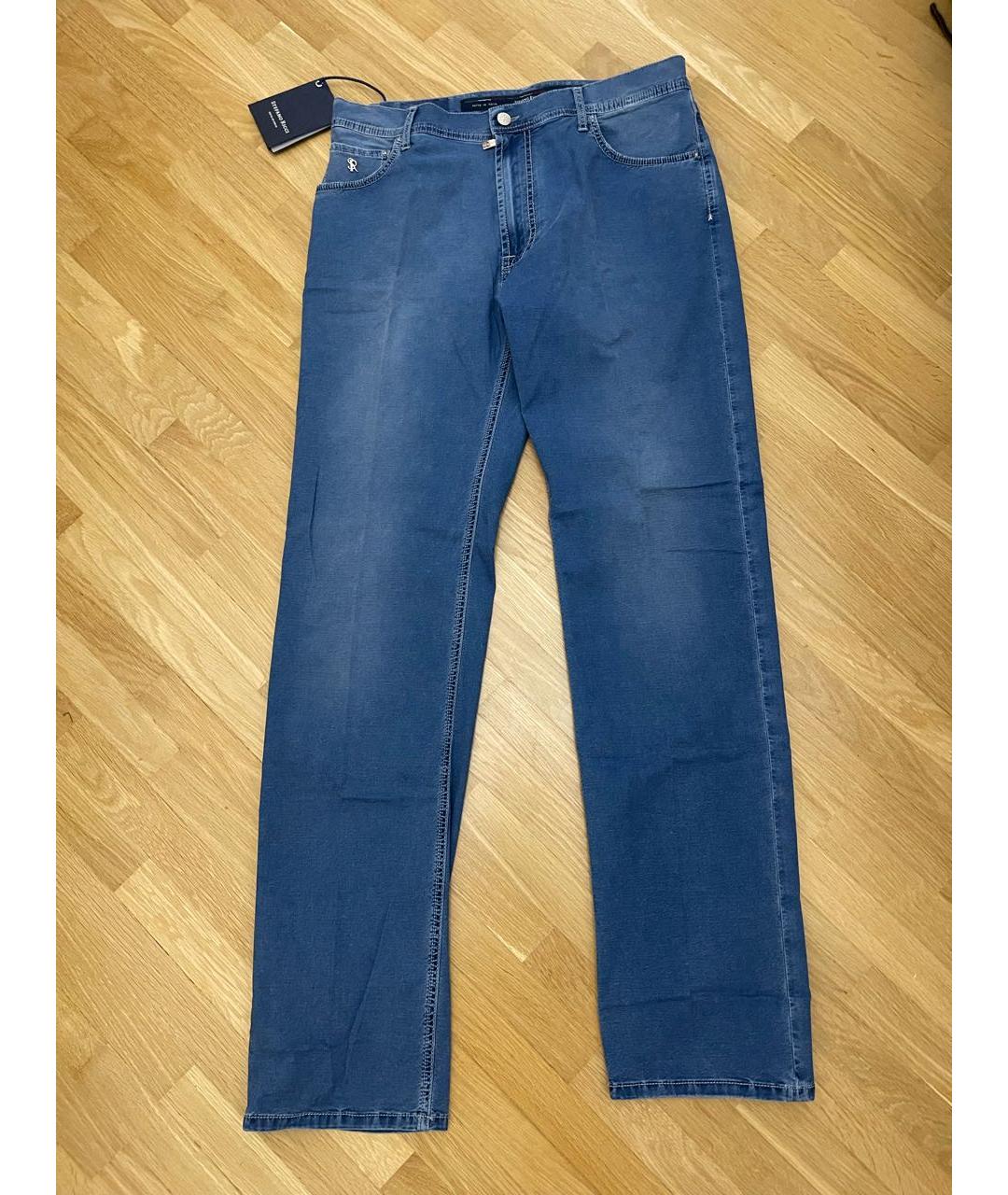STEFANO RICCI Синие хлопко-эластановые прямые джинсы, фото 9
