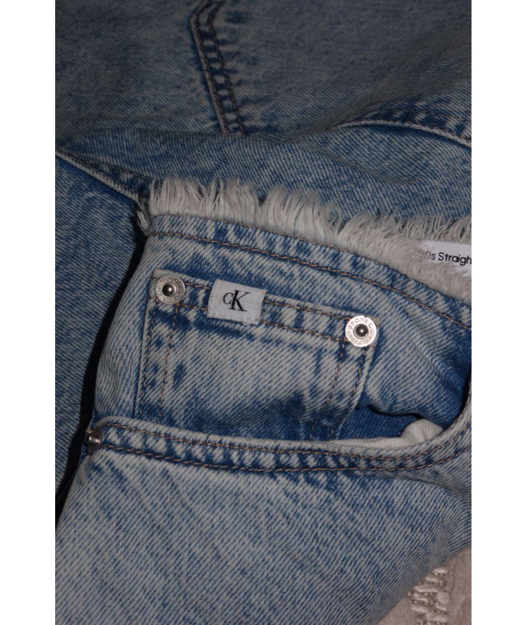 CALVIN KLEIN Голубые хлопковые прямые джинсы, фото 4