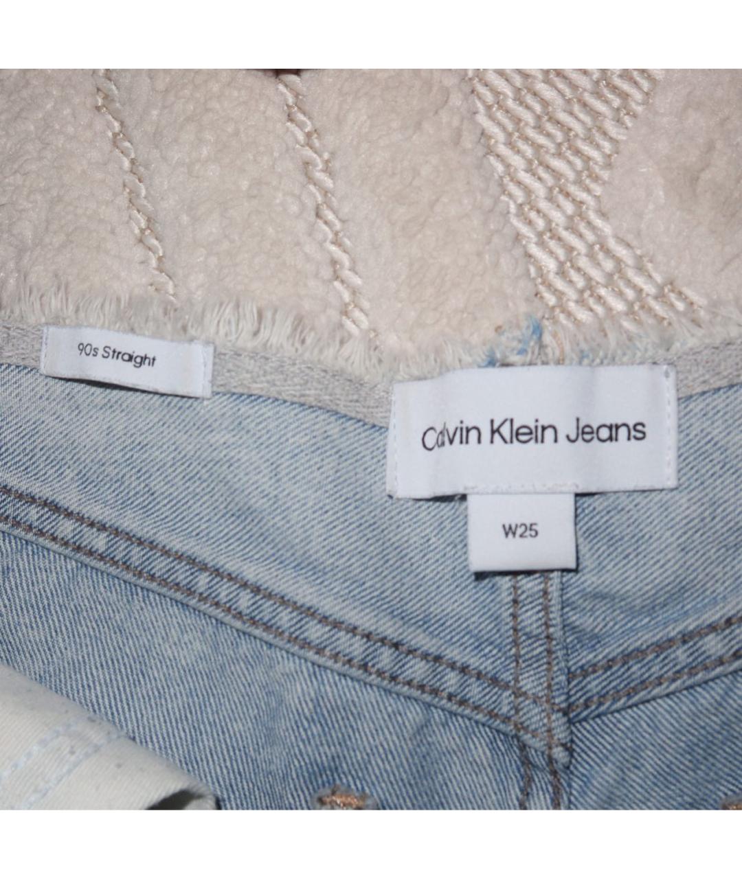 CALVIN KLEIN Голубые хлопковые прямые джинсы, фото 3