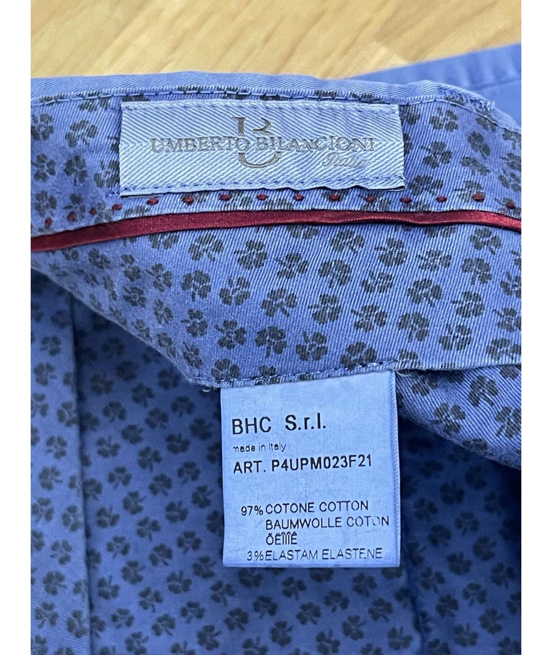 BILANCIONI Синие хлопко-эластановые прямые джинсы, фото 4