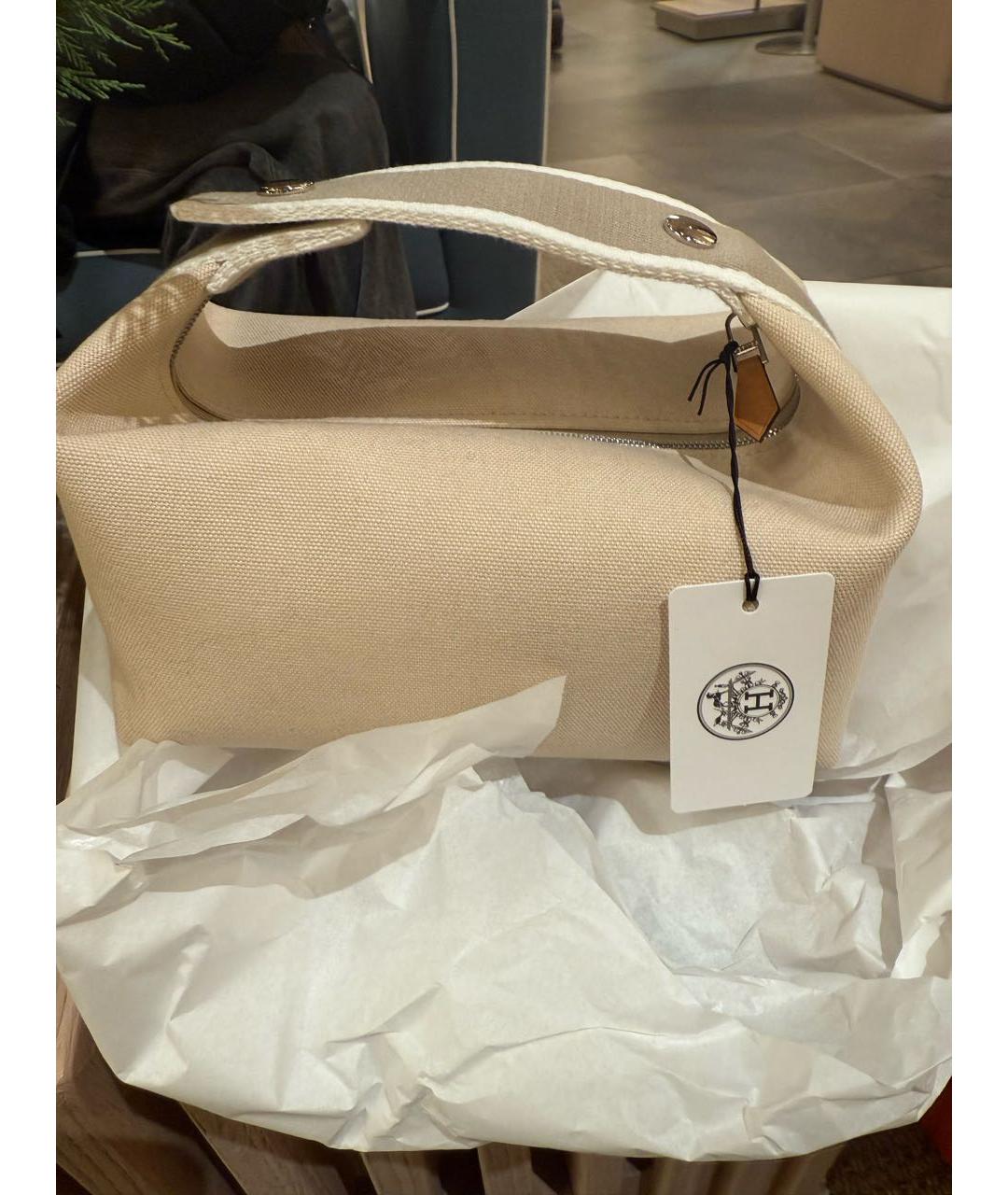 HERMES Бежевая хлопковая косметичка, фото 2