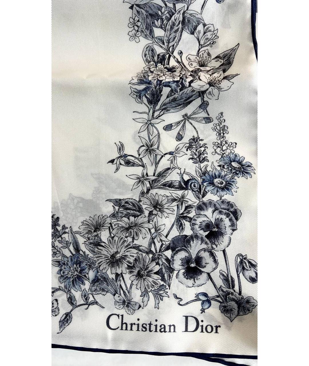 CHRISTIAN DIOR Белый шелковый платок, фото 3