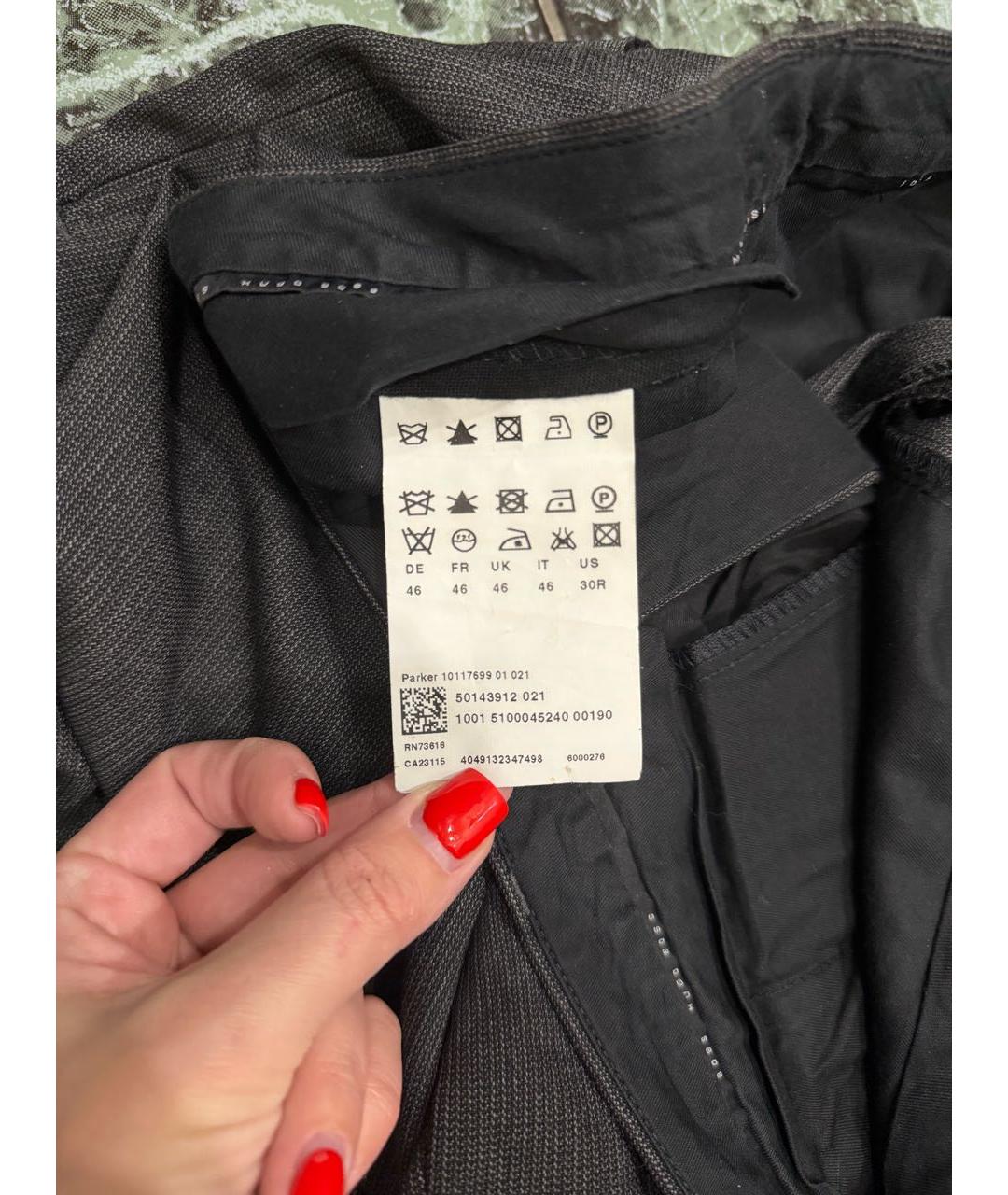 HUGO BOSS Серые шерстяные классические брюки, фото 4