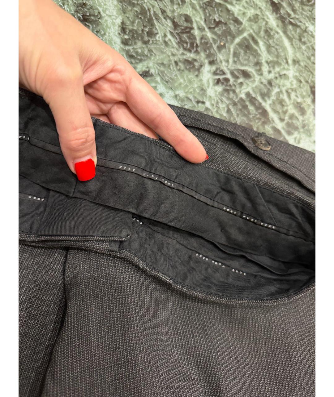HUGO BOSS Серые шерстяные классические брюки, фото 2