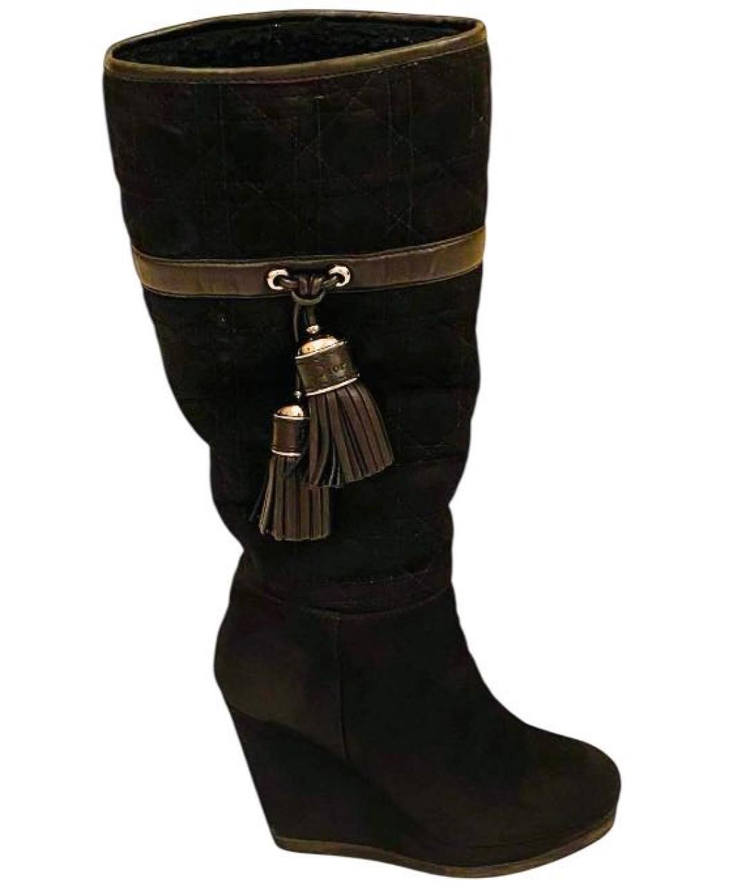 CHRISTIAN DIOR Черные замшевые сапоги, фото 1