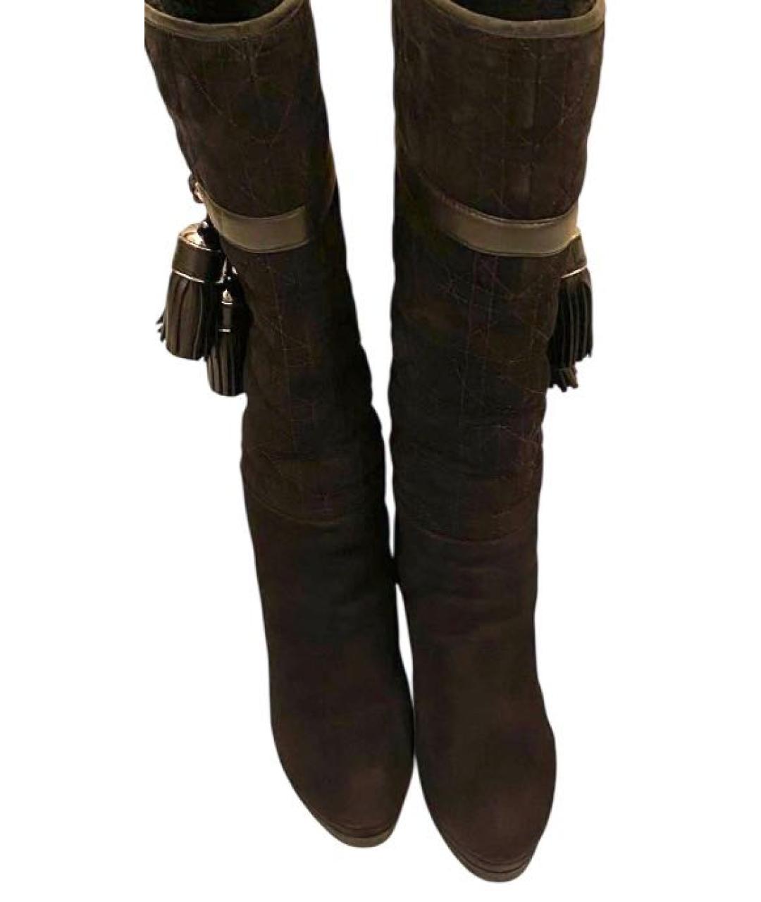 CHRISTIAN DIOR Черные замшевые сапоги, фото 2