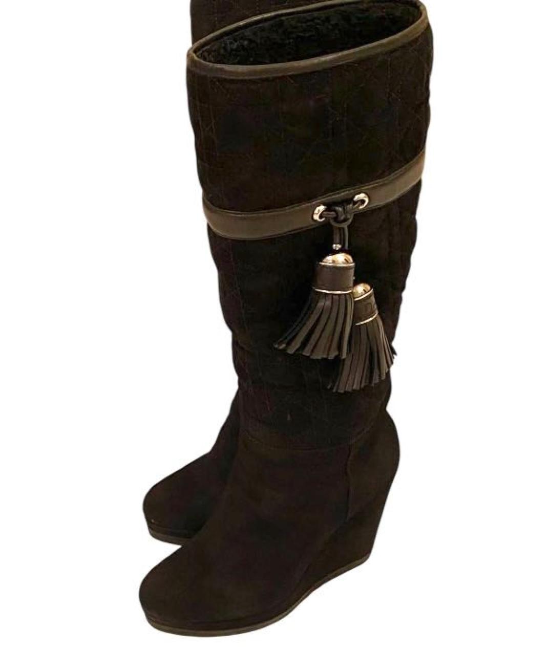 CHRISTIAN DIOR Черные замшевые сапоги, фото 3